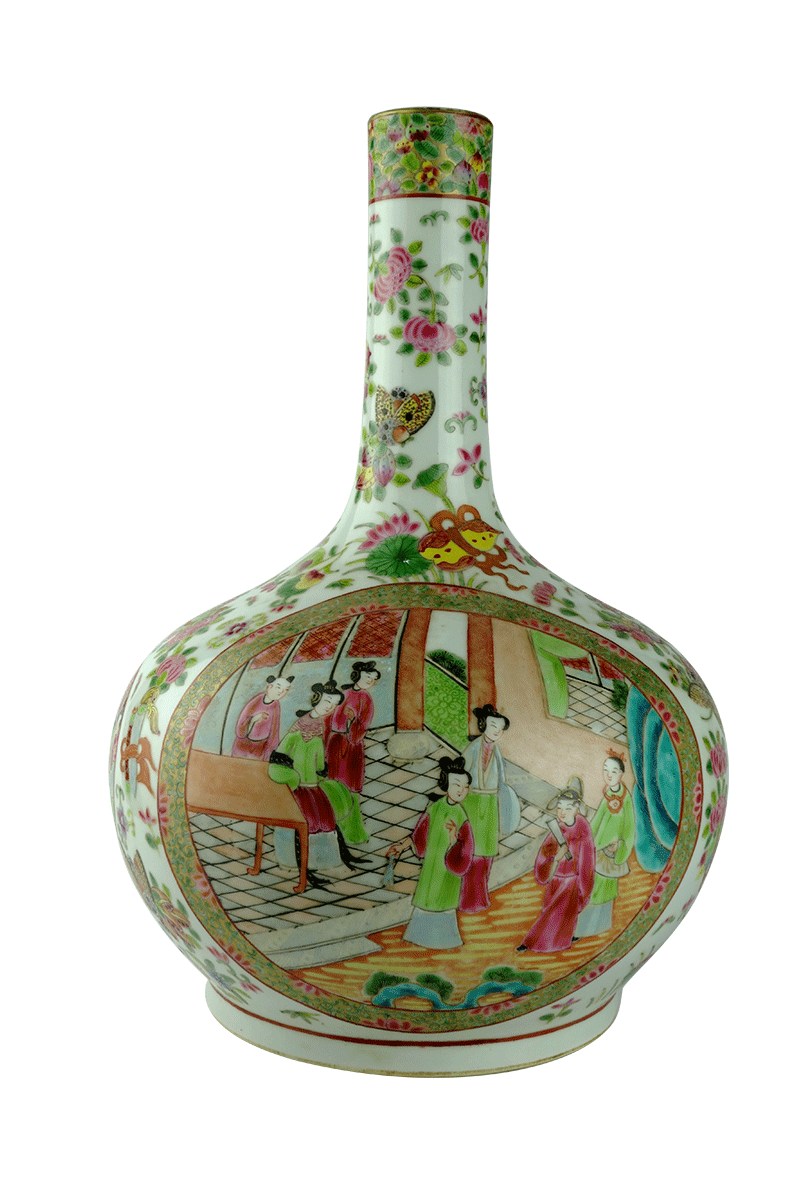 广彩天球瓶 瓷器收藏