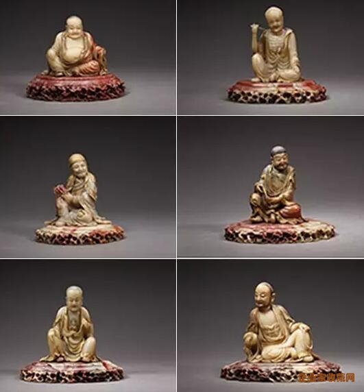 清代寿山石雕罗汉十八尊