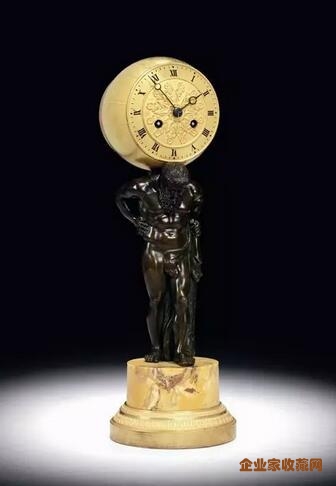 19世纪，法国青铜阿特拉斯雕塑钟，东正秋拍