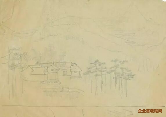 （图1）李可染《韶山》画稿，27.5×39cm，李可染画院供图