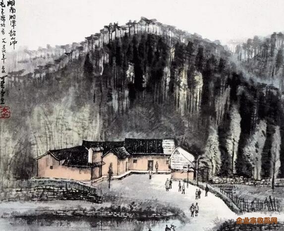 李可染先生1956年去江南写生的时候画的《毛主席故居》局部
